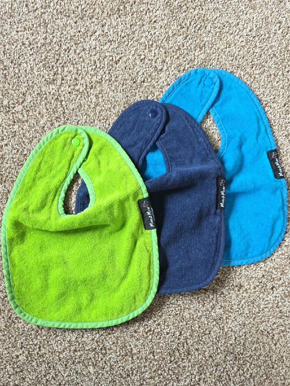 Mum2Mum Wonder Bib Set - Lime Green, Navy, Teal - Teething Bib